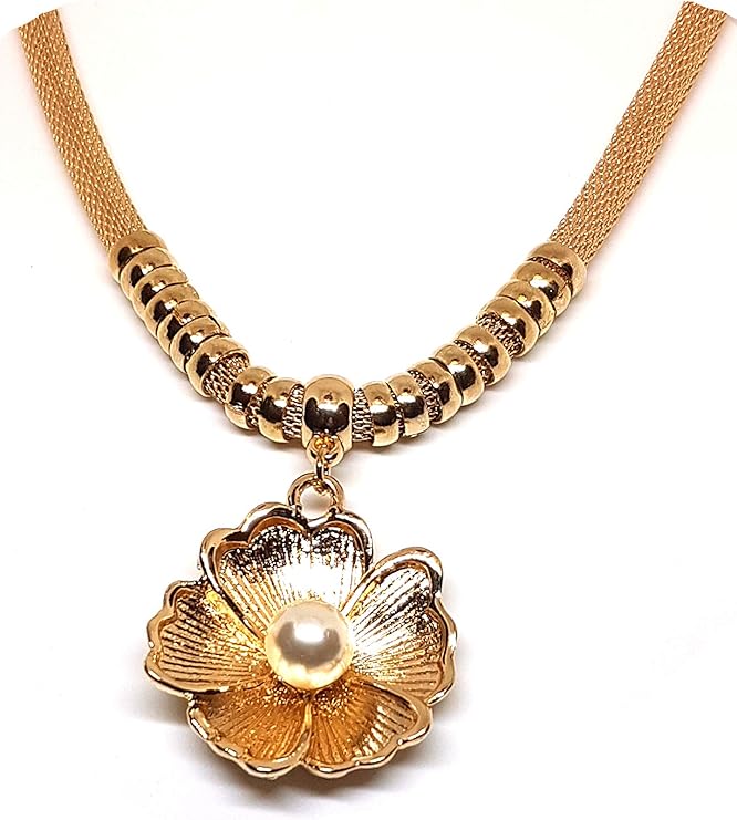 Blumen Anhänger mit Perle und Kette