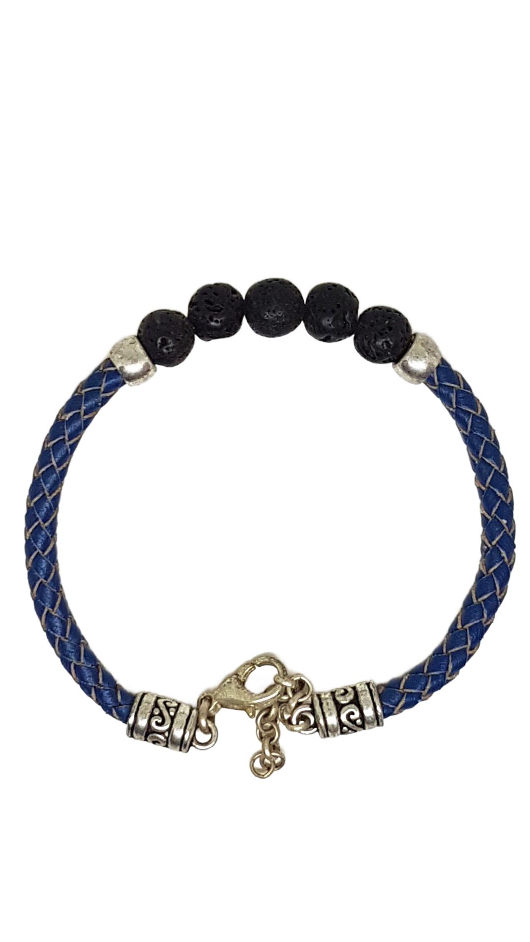 Armband aus echt Leder mit echten Lava Steinen von Lanzarote (Handarbeit)