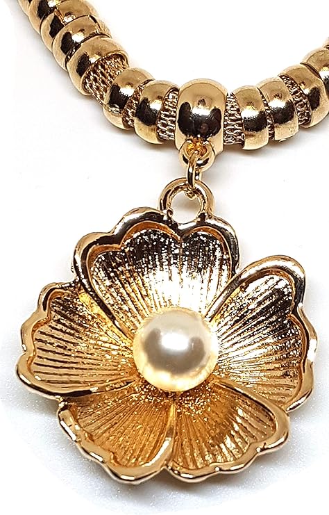 Blumen Anhänger mit Perle und Kette