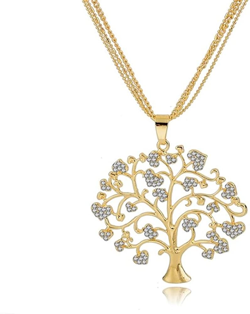 Baum Anhänger mit Zirkoniasteinen und Halskette 76cm