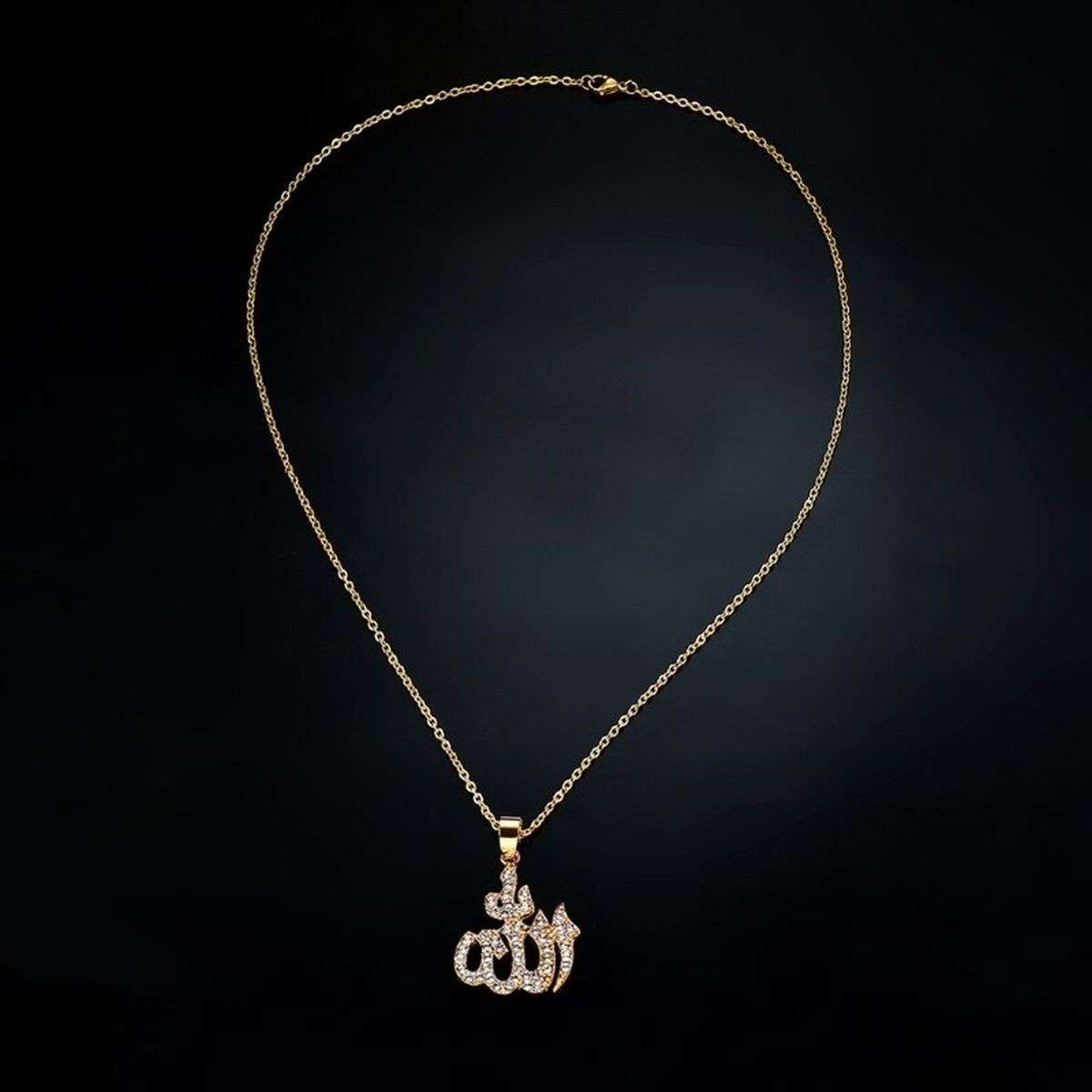 Anhänger Allah mit Kette und Zirkoniasteinen