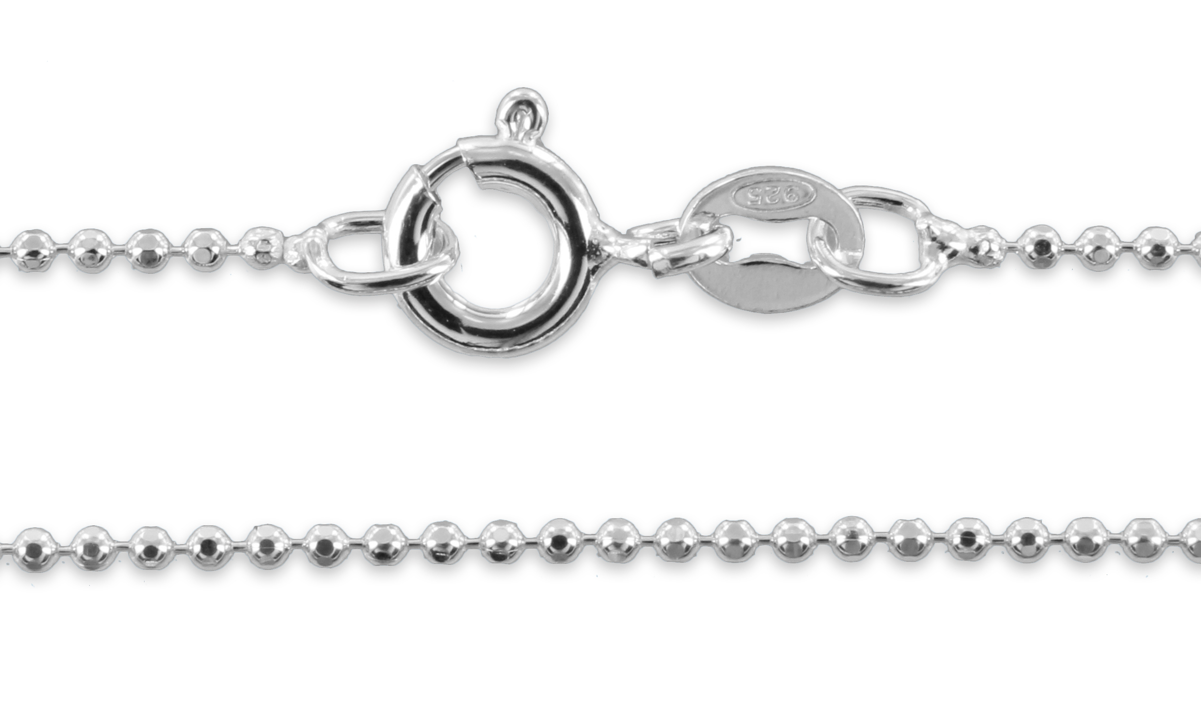 Kugelkette diamantiert 1,1mm breit - 925 Silber 45cm