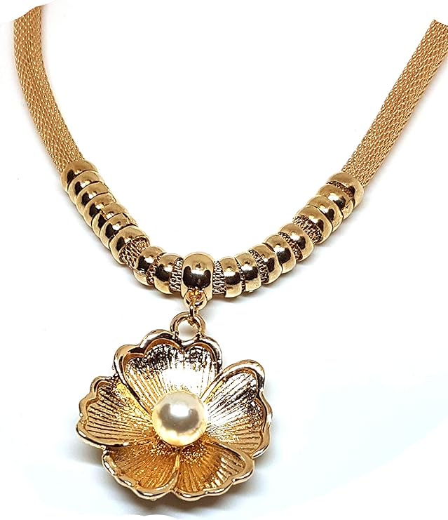 Blumen Anhänger mit Perle und Kette