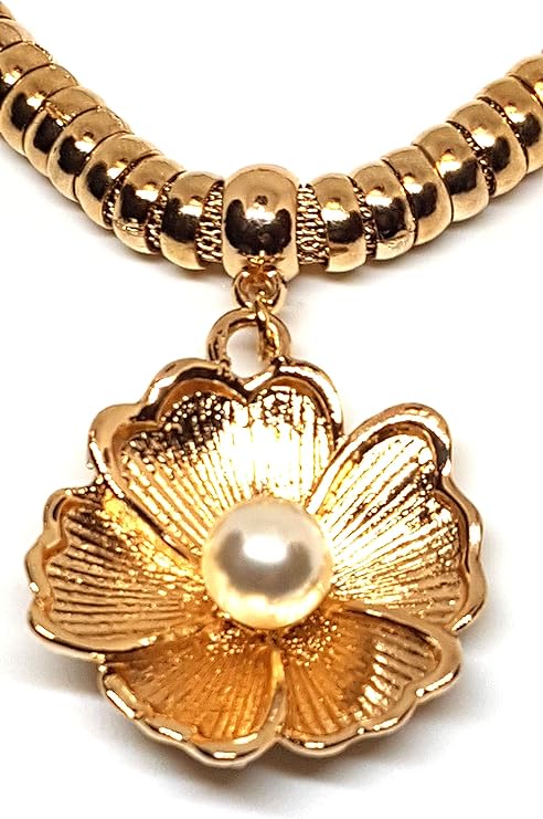 Blumen Anhänger mit Perle und Kette