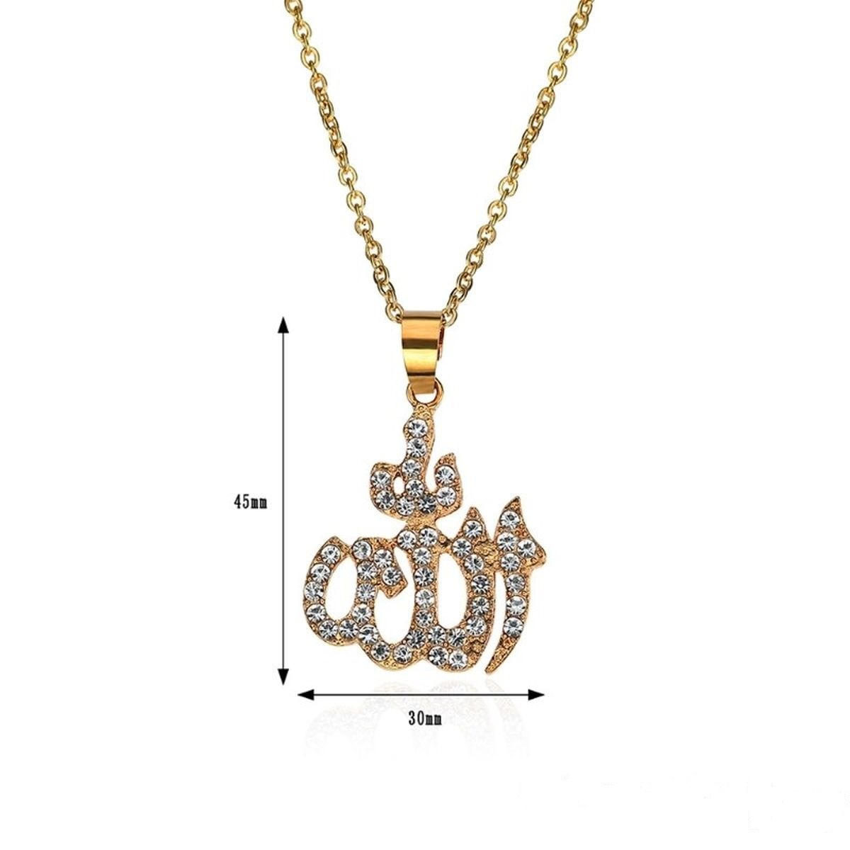 Anhänger Allah mit Kette und Zirkoniasteinen